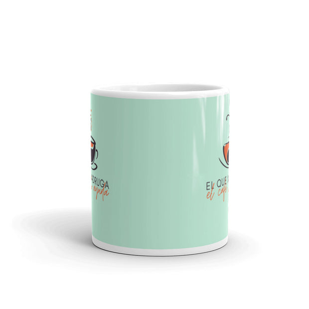 The early bird helps the coffee Bright white mug