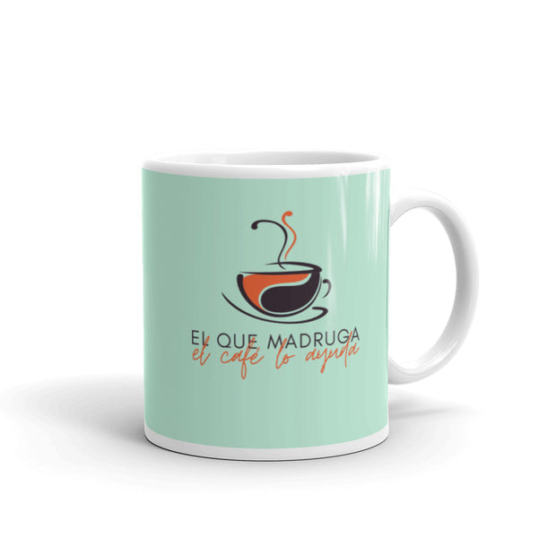 The early bird helps the coffee Bright white mug